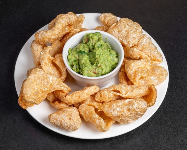 Pork skin and guacamole.